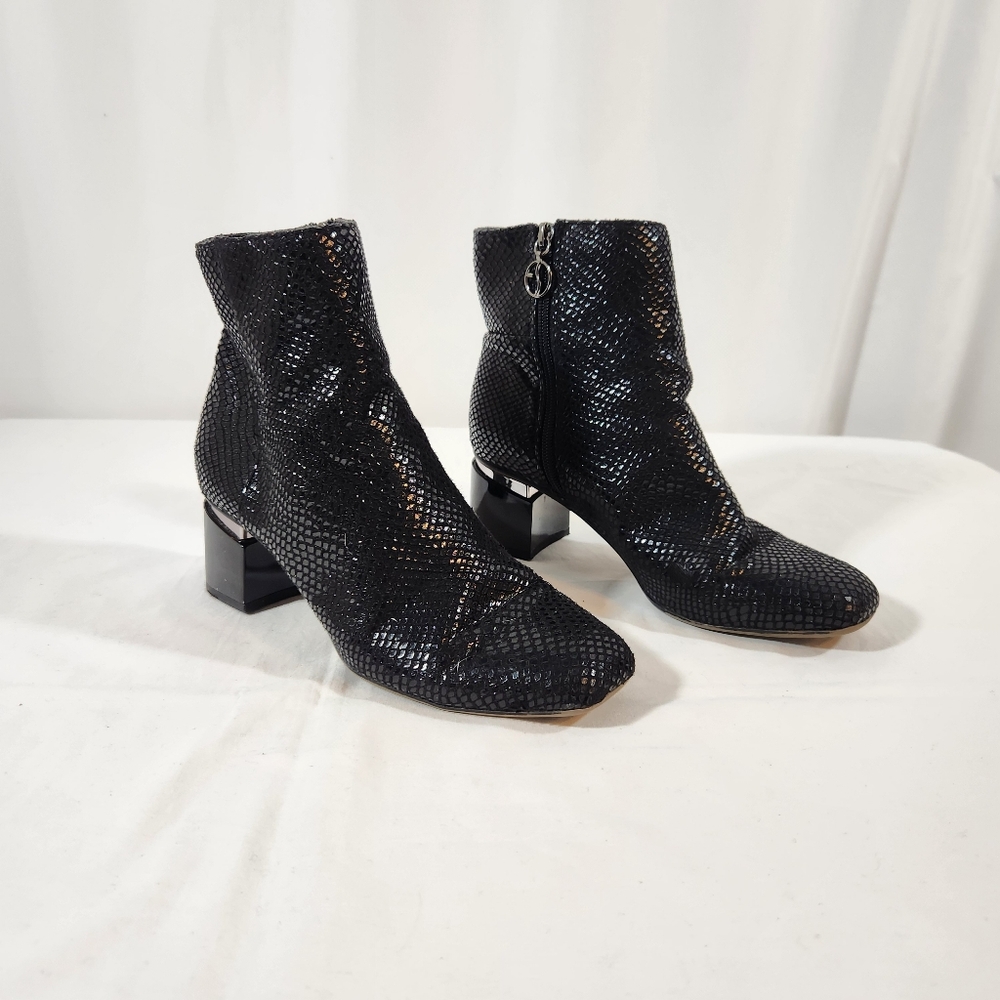 Franco Sarto Black Snakeskin Boots Size 7.5